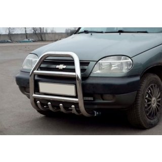 Kenguru zaščitni lok QT007 (nerjaveče jeklo) Chevrolet Niva 1998–2020 fotografija 1