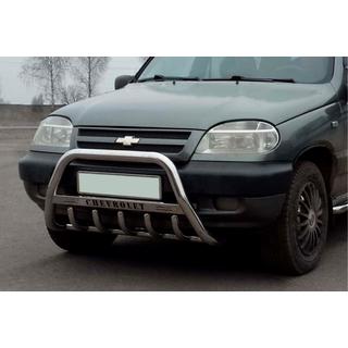Sprednji zaščitni lok WT004 (nerjavno jeklo) Chevrolet Niva 1998–2020 fotografija 2