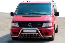 Mercedes Vito W638 1996–2003 Sprednji zaščitni lok z bočnimi cevmi WT002 Plus (nerjaveče jeklo) fotografija 3