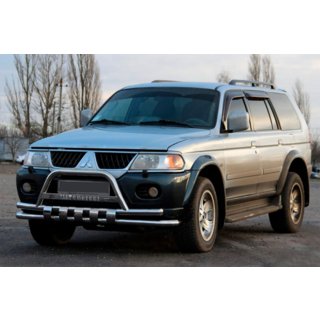 Sprednji zaščitni lok ST015↗WT (nerjavno jeklo) Mitsubishi Pajero Sport 1996–2007 fotografija 1