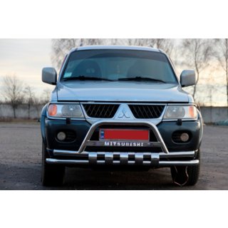 Sprednji zaščitni lok ST015↗WT (nerjavno jeklo) Mitsubishi Pajero Sport 1996–2007 fotografija 2