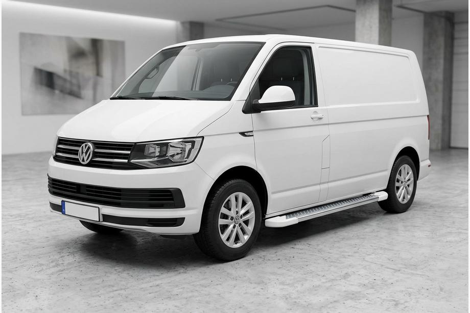 Volkswagen T6 2015–2024 Bočne stopnice Allmond White (2 kosa, aluminij) Dolga medosna razdalja Image
