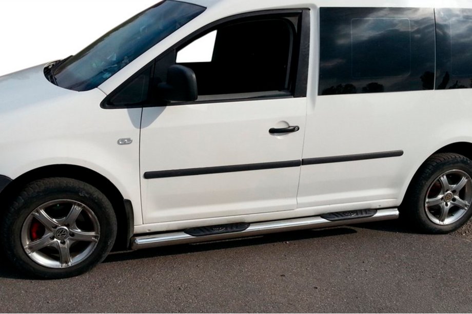 Volkswagen Caddy 2004–2010 Stranske cevi (2 kos, nerjaveče jeklo) 60 mm, standardna baza Fotografija 3