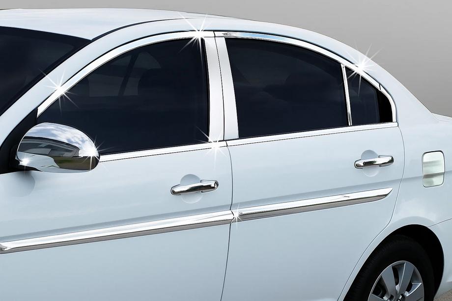 Hyundai Accent 2006–2010 Kompletne okenske letvice (14 kosov, nerjavno jeklo) Image
