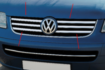 Volkswagen T5 Multivan 2003–2010 Okrasne letvice za masko (6 kos, nerjavno jeklo) fotografija 1