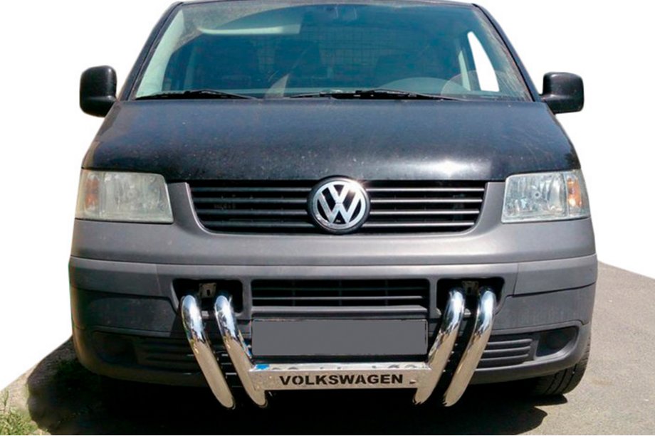 Volkswagen T5 Transporter 2003–2010 Sprednji zaščitni lok (bullbar) ST006-04 "Nostrils" (nerjaveče jeklo) Fotografija 1