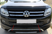 Volkswagen Amarok 2010–2022 Zaščitne kromirane letvice za sprednji odbijač (2 kosa, nerjavno jeklo) fotografija 1