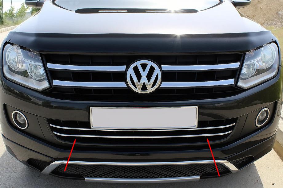 Volkswagen Amarok 2010–2022 Zaščitne kromirane letvice za sprednji odbijač (2 kosa, nerjavno jeklo) Image