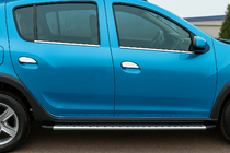 Renault Sandero 2007–2013 Zunanje okrasne letvice oken (4 kosi, nerjaveče jeklo) OmsaLine - italijansko nerjavno jeklo fotografija 1
