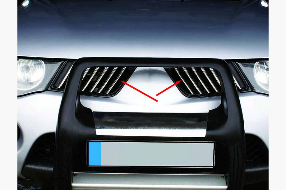 Mitsubishi L200 2006–2015 Okrasne letvice za masko hladilnika (14 kosov, nerjaveče jeklo) Carmos - turško nerjaveče jeklo Fotografija 2