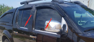Nissan Navara 2006–2015 Zunanje okrasne letvice oken (4 kosi, nerjaveče jeklo) fotografija 4