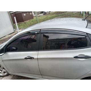 Deflektorji oken s kromirano letvijo SD (4 kosi, Niken) Hyundai Accent 2011–2017 fotografija 1