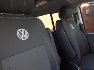 Volkswagen T5 Caravelle 2004–2010 Avtomobilske prevleke za sedeže (eko usnje in tkanina, Premium) Celoten salon + sprednja sedeža (1+1) fotografija 12