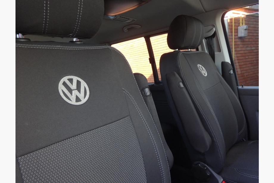 Volkswagen T5 Caravelle 2004–2010 Avtomobilske prevleke za sedeže (eko usnje in tkanina, Premium) Fotografija 12
