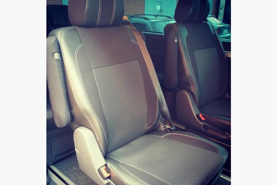 Volkswagen T5 Caravelle 2004–2010 Avtomobilske prevleke za sedeže (eko usnje in tkanina, Premium) Fotografija 6