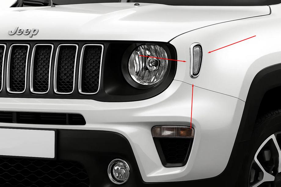 Jeep Renegade 2014– Kromirani pokrovi za ponavljalnike smernikov (2 kosa, nerjaveče jeklo) Image