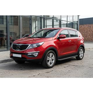 Stranski pragovi Tayga Black (2 kosa, aluminij) Kia Sportage 2010–2015 fotografija 1