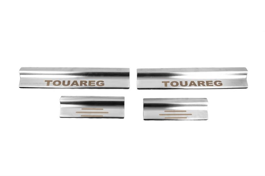 Volkswagen Touareg 2002–2010 Notranje obloge pragov Carmos (4 kosi, nerjaveče jeklo) Fotografija 2