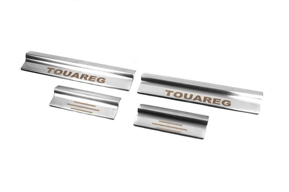 Volkswagen Touareg 2002–2010 Notranje obloge pragov Carmos (4 kosi, nerjaveče jeklo) Fotografija 1
