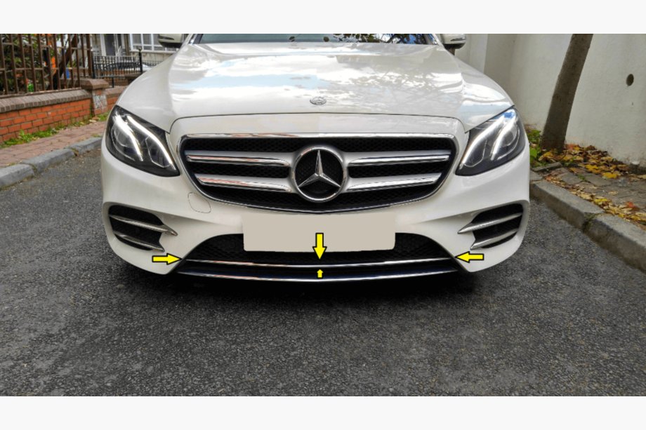Mercedes Razred E W213 2016–2023 Kromirani trak za sprednji odbijač 2016-2019 (nerjavno jeklo) Image