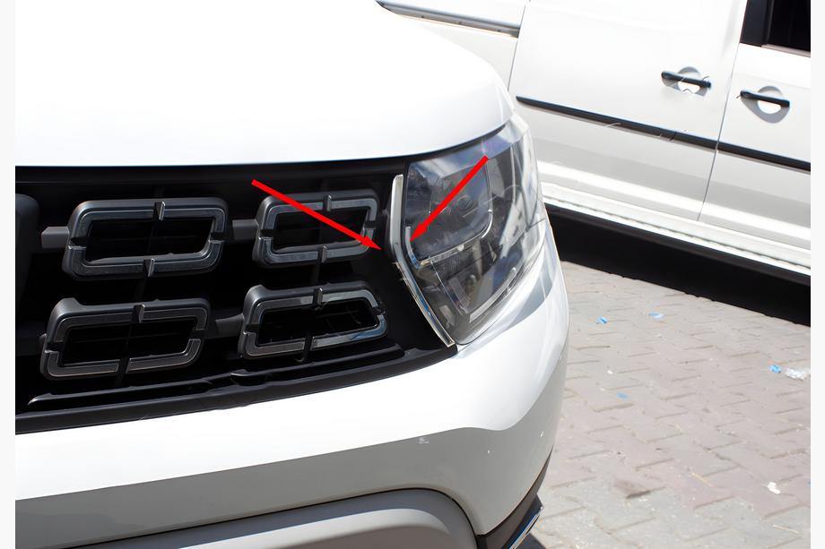 Dacia Duster 2018–2024 Okrasne obloge za masko (2 kosa, nerjavno jeklo) Image