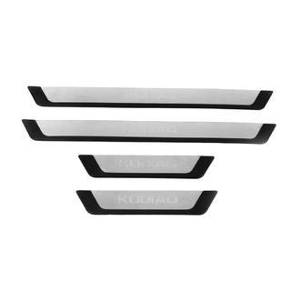 Kromirane obloge pragov OmsaLine-Flex (4 kosi, nerjavno jeklo) Skoda Kodiaq 2016–2023 fotografija 2