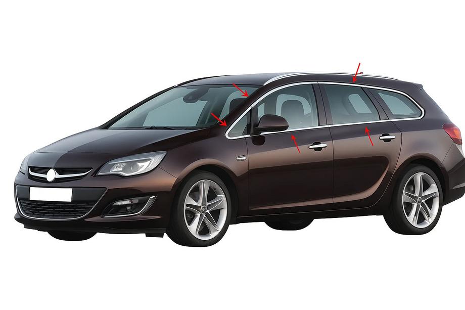 Opel Astra J 2009–2015 Kompletna obroba oken (Sport Tourer, 12 kos, nerjavno jeklo) Fotografija 1
