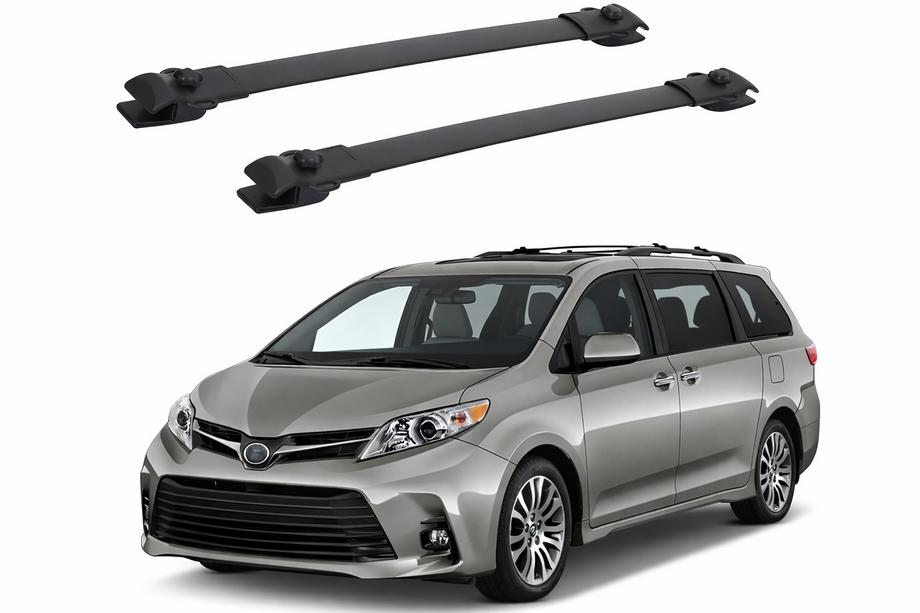 Toyota Sienna 2010–2020 Strešni prtljažnik (prečke) črne za OEM strešne sani (aluminij) Image