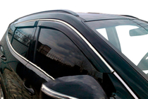 Hyundai Santa Fe 3 2012–2018 Vetrni deflektorji oken s kromirano letvijo (4 kosi, HIC) fotografija 6