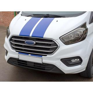 Okrasne letvice za masko hladilnika 2018+ (4 kos, nerjaveče jeklo) Ford Custom 2013–2022 fotografija 1