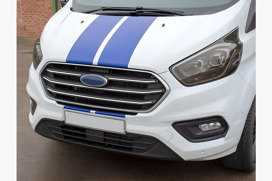 Ford Custom 2013–2022 Okrasne letvice za masko hladilnika 2018+ (4 kos, nerjaveče jeklo) Image