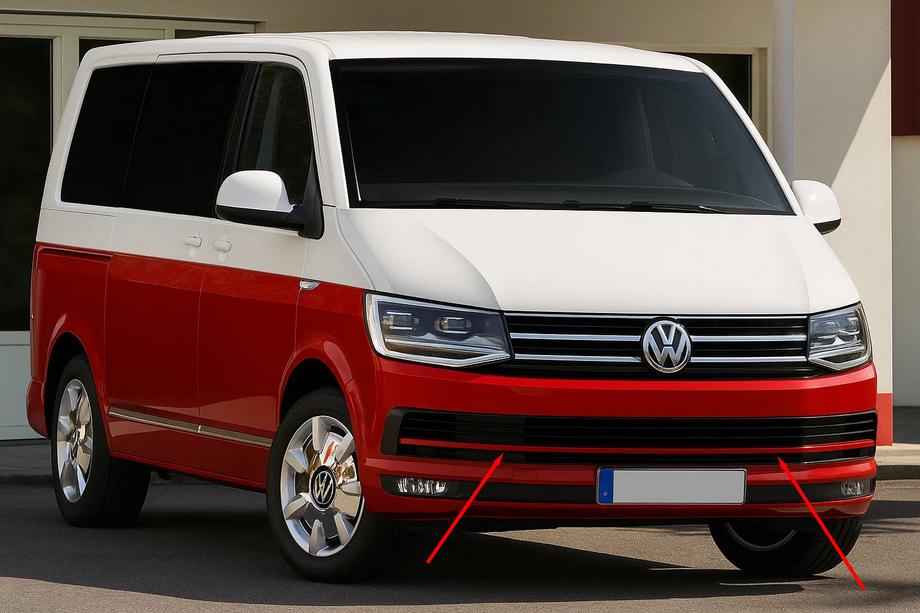 Volkswagen T6 2015–2024 Okrasne letve za mrežo odbijača 2015-2019 (3 kosi, rdeče) Image