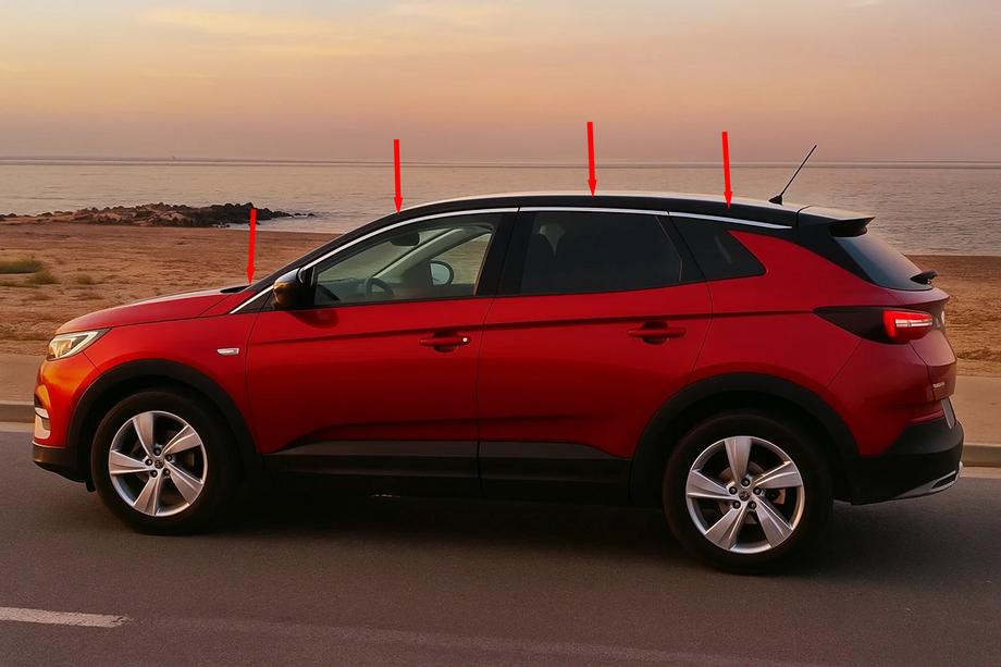Opel Grandland X 2017– Zgornje letvice stekel (8 kos, nerjavno jeklo) Image