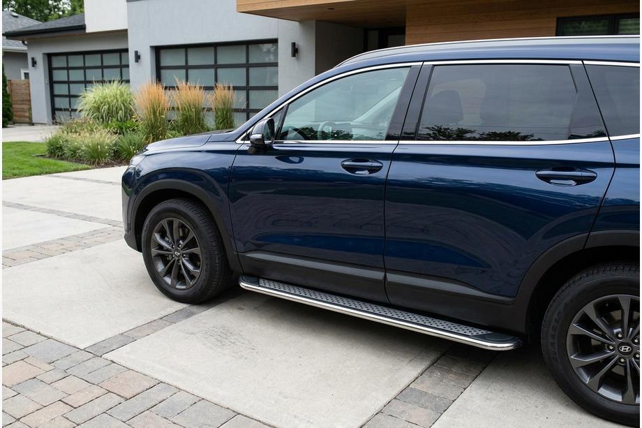 Hyundai Santa Fe 4 2018–2023 Stranske stopnice Maydos V2 (2 kosa, aluminij/nerjavno jeklo) Image