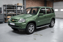 Chevrolet Niva 1998–2020 Stranske stopnice Tayga Grey (2 kos, aluminij) fotografija 1