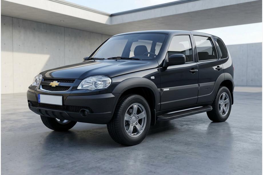 Chevrolet Niva 1998–2020 Stranski pragovi Tayga Black (2 kosa, aluminij) Image