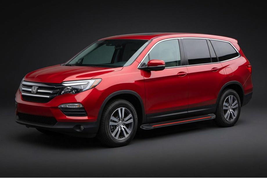 Honda Pilot 2015–2022 Stranske stopnice Maya Red (2 kosa, aluminij) Image