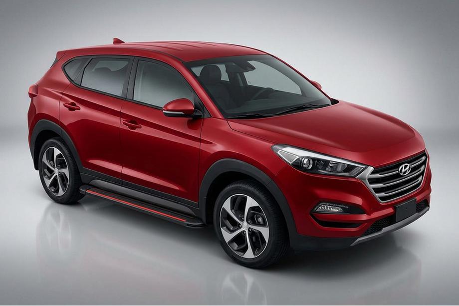 Hyundai Tucson TL 2016–2021 Stranske stopnice Maya Red-Black (2 kosa, aluminij) Image