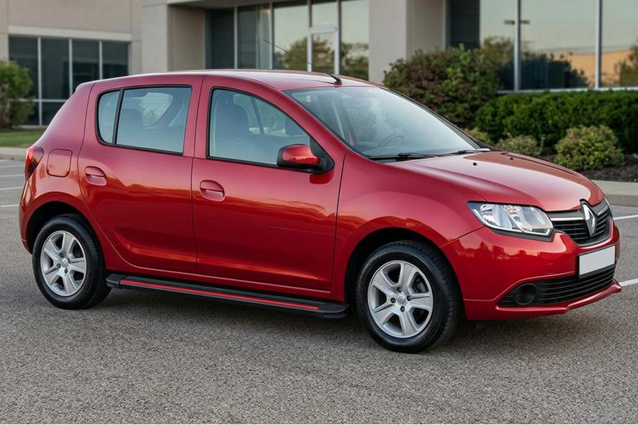 Renault Sandero 2013–2022 Stranske stopnice Maya Red (2 kosa, aluminij) Fotografija 1