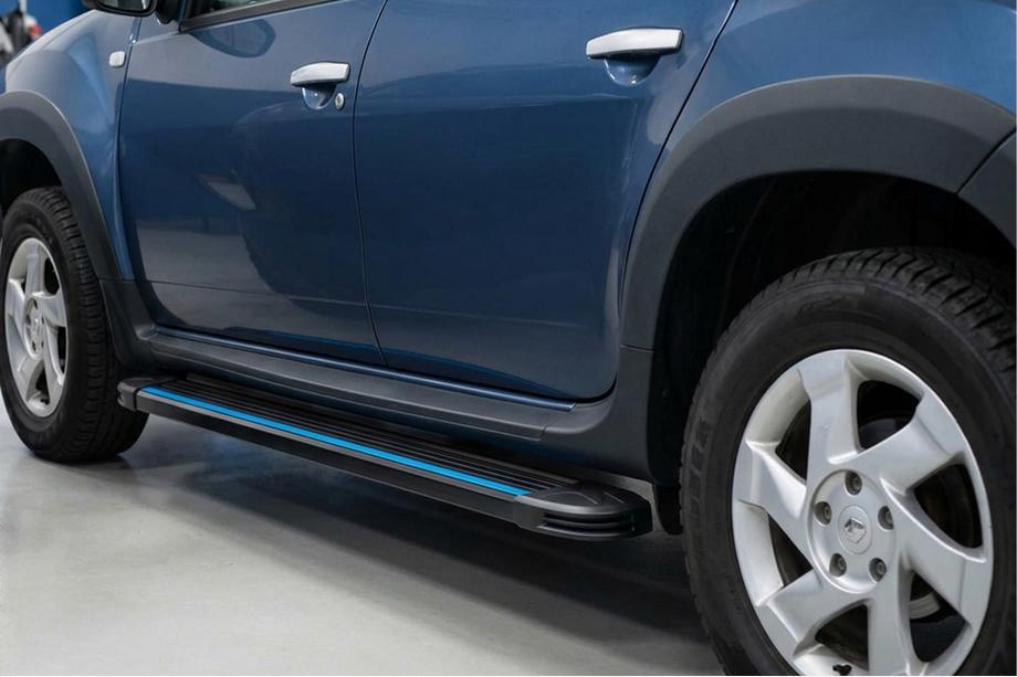 Dacia Duster 2008–2018 Stranske stopnice Maya Blue (2 kos, aluminij) Image