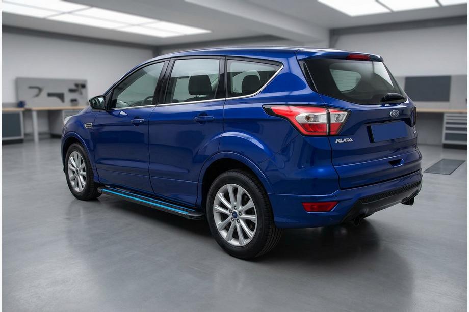 Ford Kuga/Escape 2013–2019 Bočne stopnice Maya Blue (2 kos, aluminij) S črnimi letvami na vratih Image