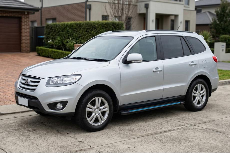 Hyundai Santa Fe 2 2006–2012 Stranske stopnice Maya Blue-Black (2 kos, aluminij) Fotografija 1