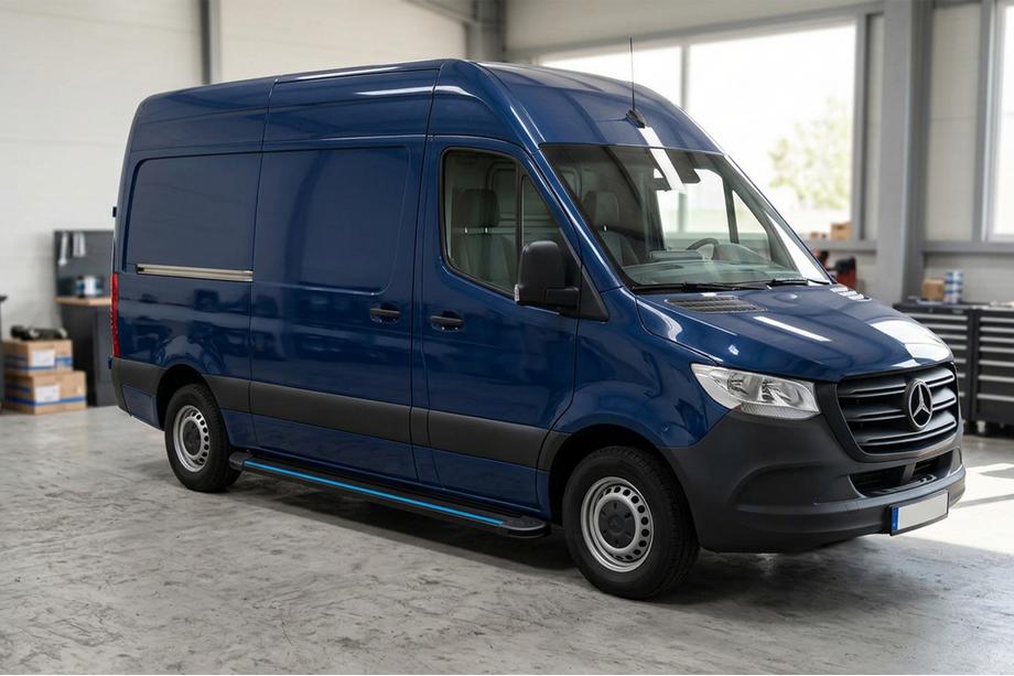 Mercedes Sprinter W907/W910 2018– Stranske stopnice Maya Blue (2 kos, aluminij) Dolga/Ekstra dolga Image