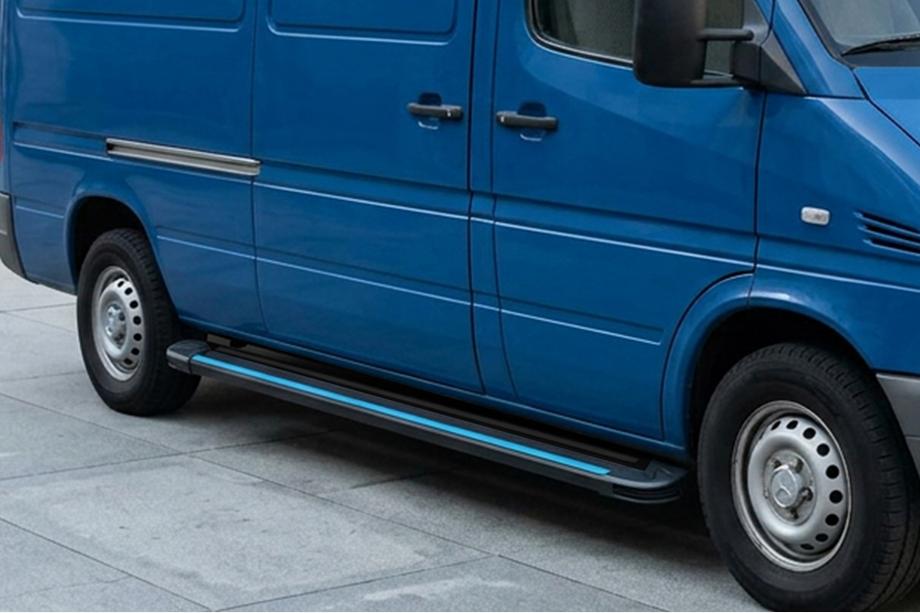 Volkswagen LT 1995–2006 Stranske stopnice Maya Blue (2 kos, aluminij) Dolga medosna razdalja Image