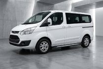 Ford Custom 2013–2022 Stranske stopnice New Vision Black (2 kosa, aluminij) Kratka medosna razdalja fotografija 1
