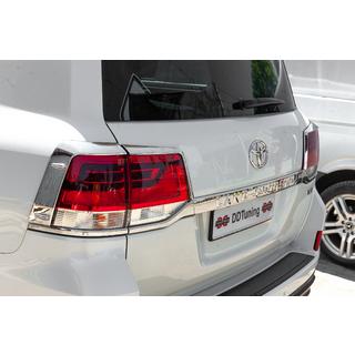 Kromirani okvirji zadnjih luči (2015+, 4-delni, plastika) Toyota Land Cruiser 200 2007–2021 fotografija 1