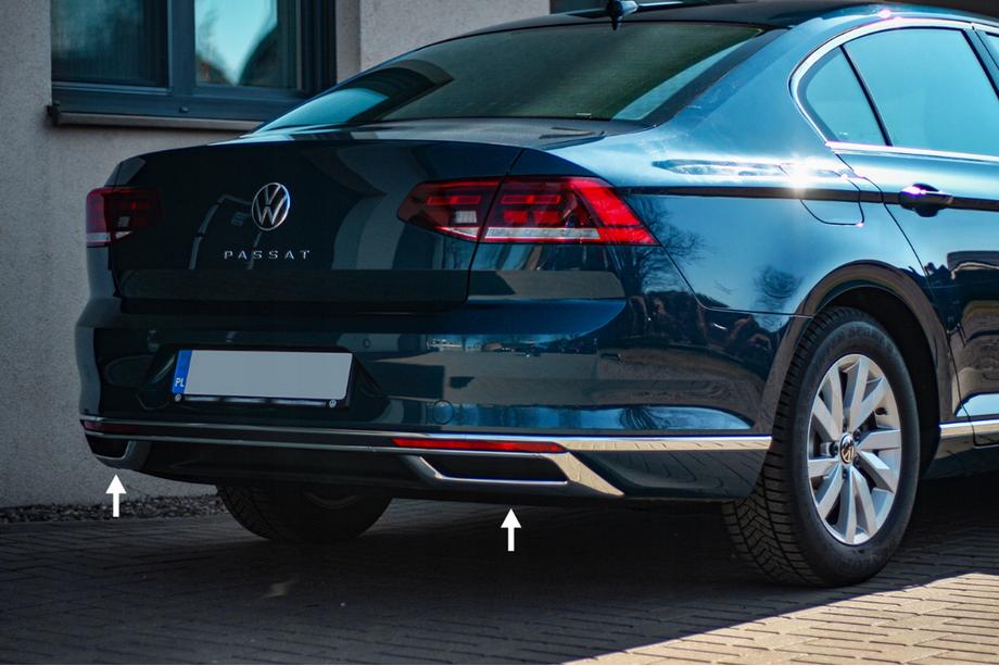Volkswagen Passat B8 2015–2023 OmsaLine SD/SW okrasne obloge izpušne koncovke (2019+, 3 kosi, nerjaveče jeklo) Image