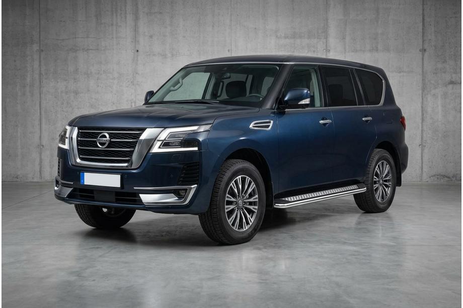 Nissan Patrol Y62 2010–2024 Stranske stopnice Maydos V2 (2 kosa, aluminij/nerjavno jeklo) Image