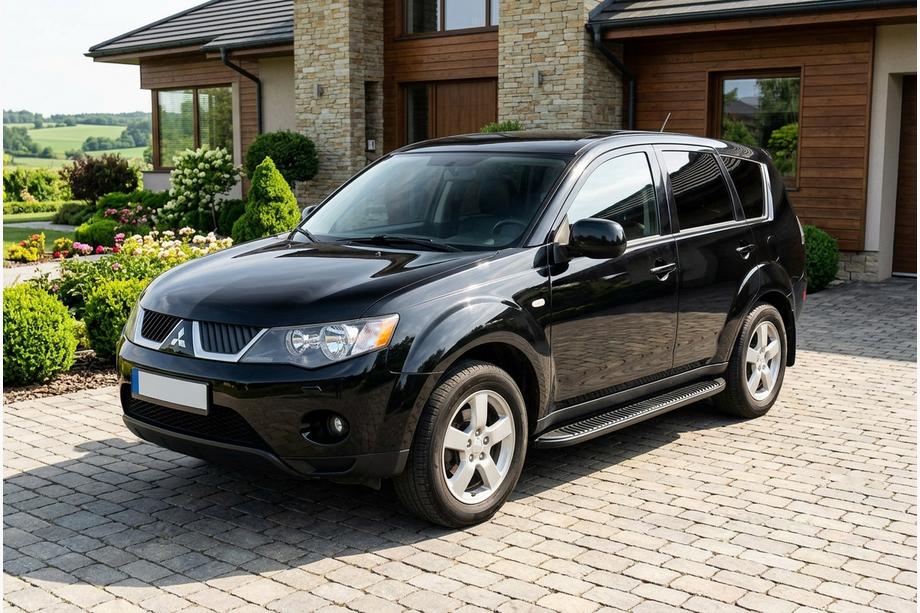 Mitsubishi Outlander 2006–2012 Stranski pragovi Tayga Black (2 kosa, aluminij) Image