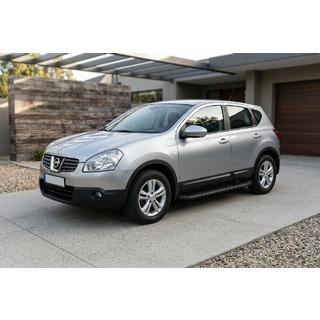 Stranski pragovi Tayga Black (2 kosa, aluminij) Nissan Qashqai 2007–2010 fotografija 1